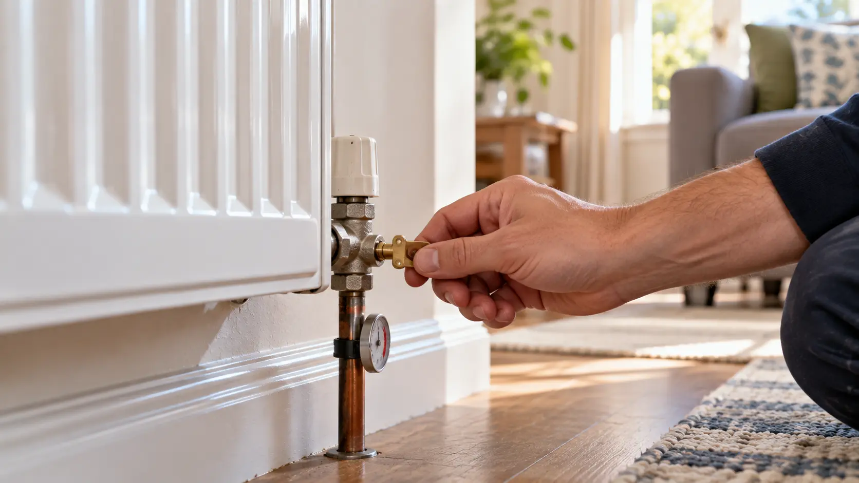 home owner bleeding a radiator